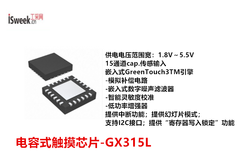 一款支持15通道触摸感应输入并具备自动灵敏度校准的电容式触摸触控芯片-GTX315L