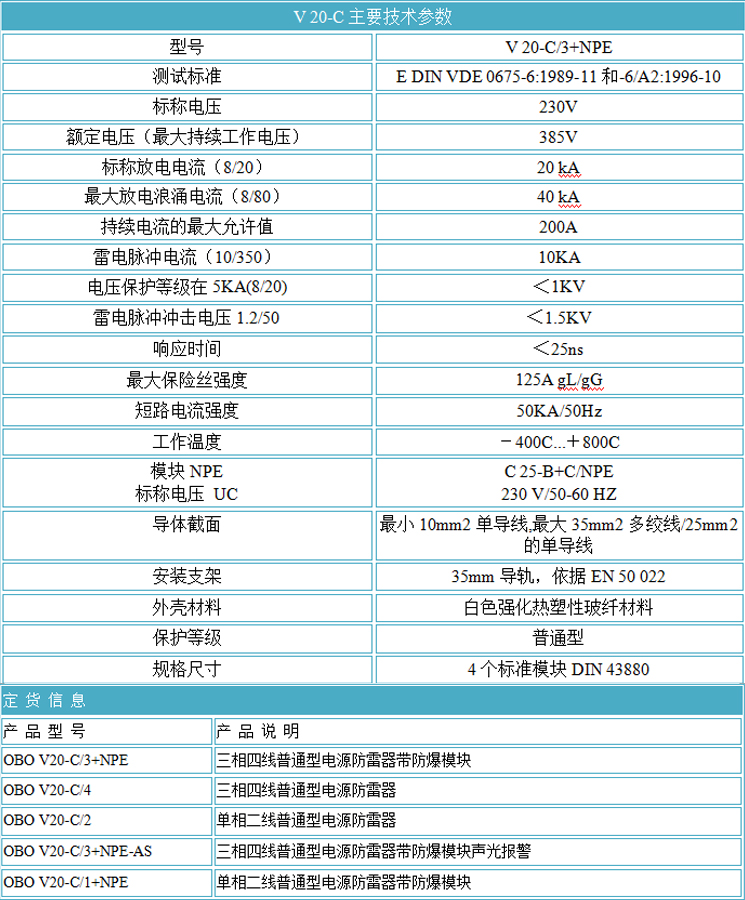 OBO浪涌保護(hù)器 V20