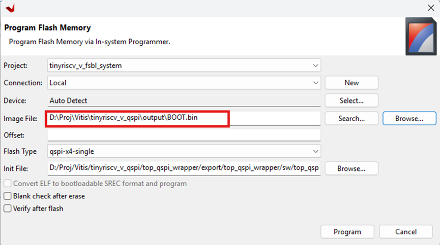 Vivado+Vitis将程序固化的Flash的操作流程
