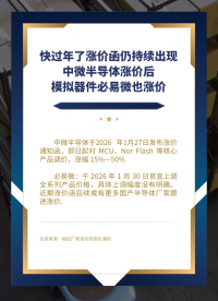 臨過年漲價函仍持續(xù)出現(xiàn)，中微半導(dǎo)體漲價后模擬器件必易微也漲。