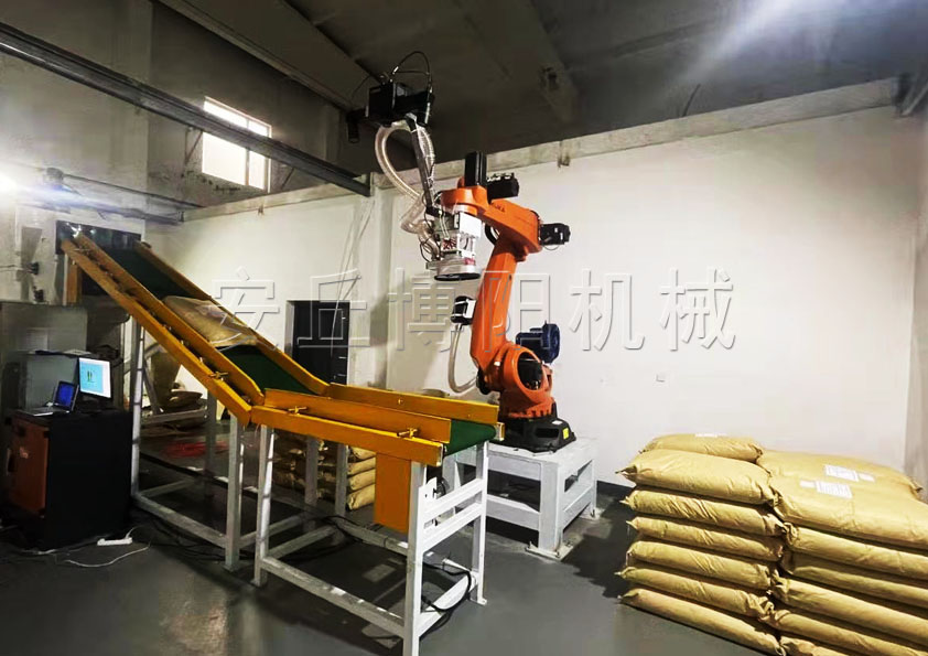堵漏劑全自動拆垛拆包由拆垛機器人和自動拆包機組成# 全自動拆包機# 全自動拆包機器人
