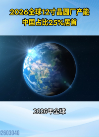 2026全球12英寸晶圓廠產能，中國占比25%居首#晶圓#產能#12英寸晶圓#先進制程
 