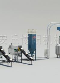 片堿粉自動拆包機+管鏈式提升機，給多臺攪拌釜供料# 