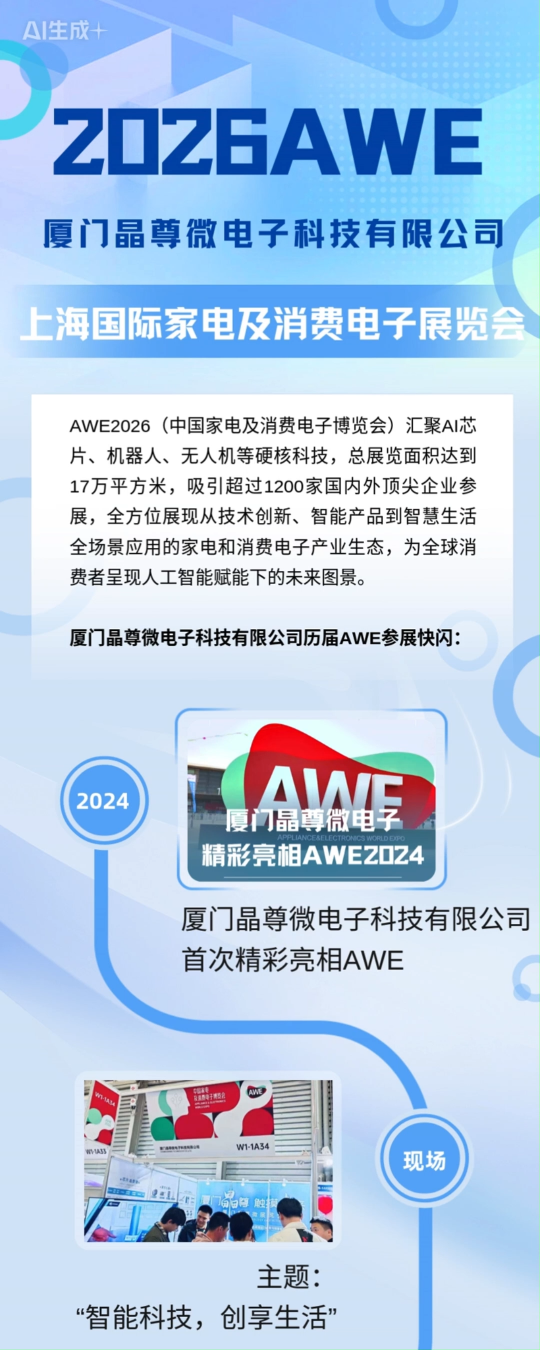 晶尊微電子超有AI 等你來， 2026年3月12日-15日，上海見！# 2026AWE#AI#傳感器#智能
 