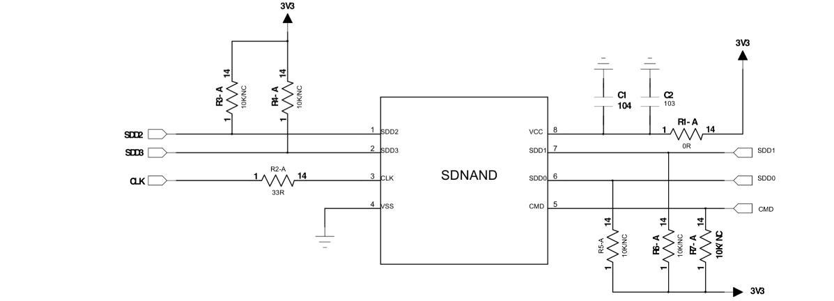 128mbyte的SDNAND CSNP1GCR01-AOW 內(nèi)部原理圖