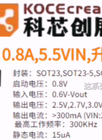 科芯創(chuàng)展XU9204  輸入電壓：0.6V-Vout  0.8A,5.5VIN,升壓芯片
