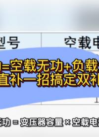 總無(wú)功=空載無(wú)功+負(fù)載無(wú)功  空載直補(bǔ)一招搞定雙補(bǔ)償#無(wú)功補(bǔ)償 #力調(diào)電費(fèi) #功率因數(shù) 