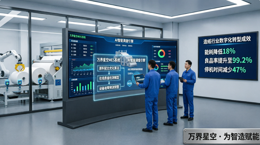 造紙行業(yè)<b class='flag-5'>數(shù)字化</b><b class='flag-5'>轉(zhuǎn)型</b>：萬界星空MES與AI的深度融合