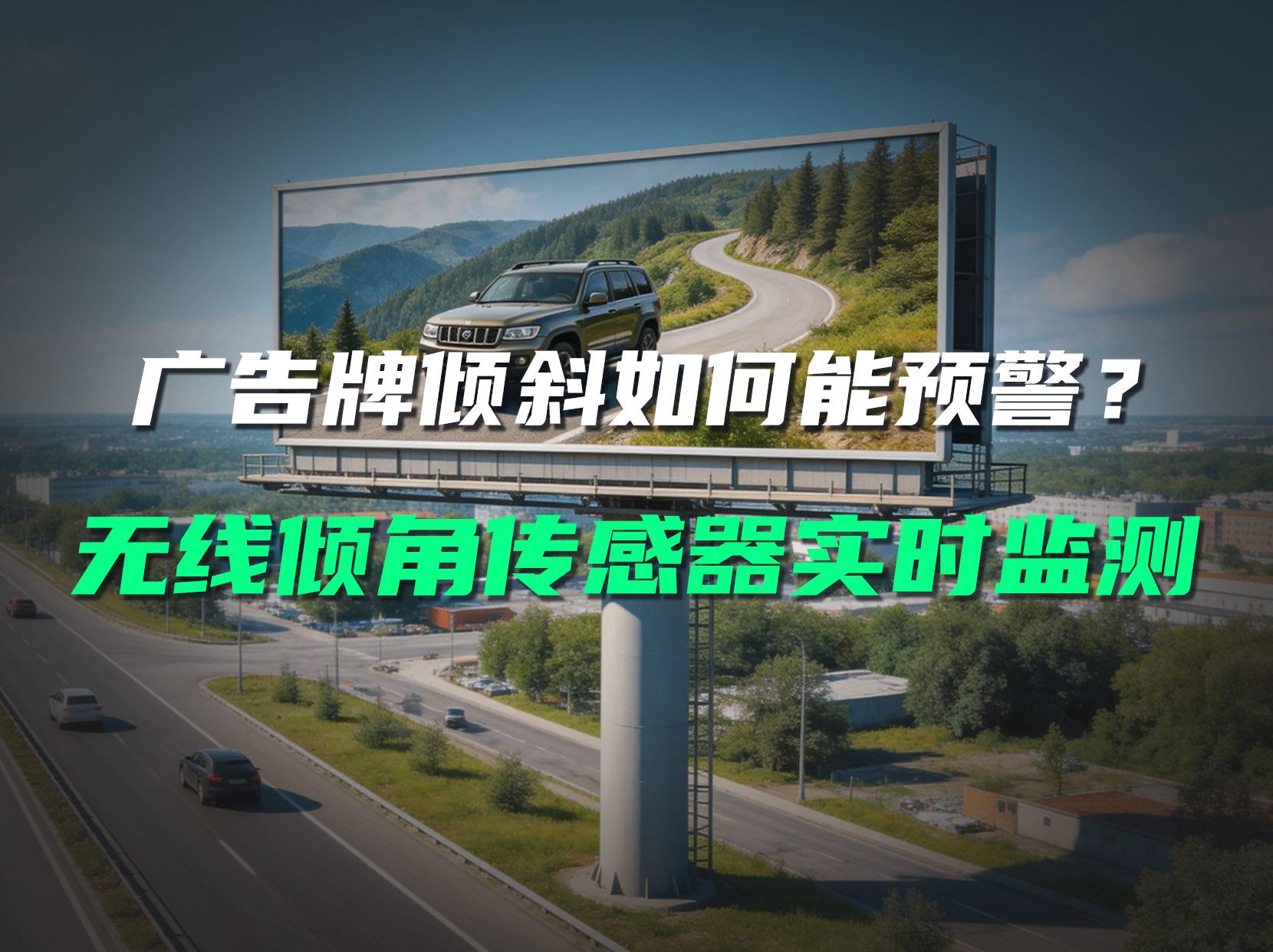 大風(fēng)天廣告牌傾斜風(fēng)險高？直川傳感器實時監(jiān)測提前預(yù)警更安全#廣告牌監(jiān)測 #無線傾角傳感器 