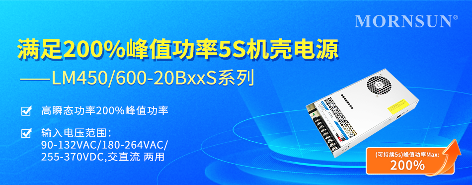 滿足200%峰值功率5S機殼電源--LM450/600-20BxxS系列