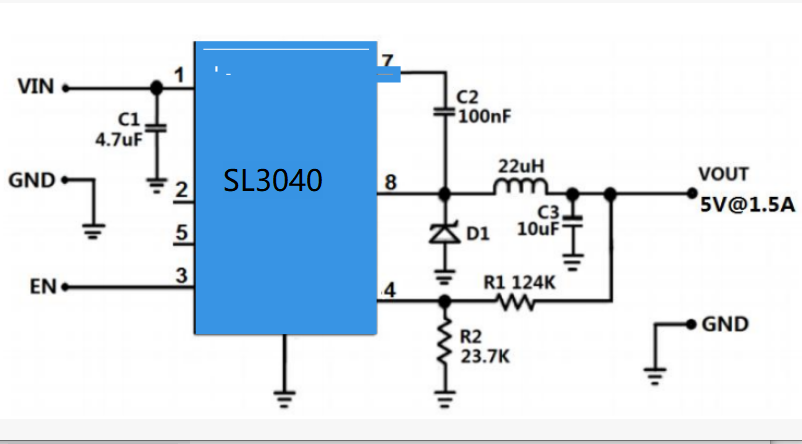 SL3040兼容MP2494 4.5-80V寬電壓輸入，1.5A輸出電流