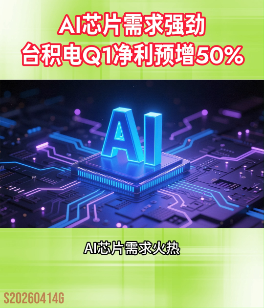 AI芯片需求強(qiáng)勁，臺(tái)積電Q1凈利預(yù)增50%#臺(tái)積電#半導(dǎo)體#盈利增長(zhǎng)#AI芯片
 