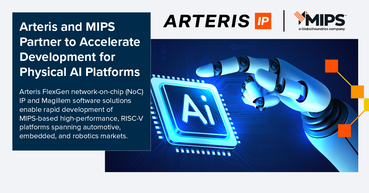 Arteris 與 MIPS 達成<b class='flag-5'>合作</b>，攜手加速物理 AI <b class='flag-5'>平臺</b>開發(fā)