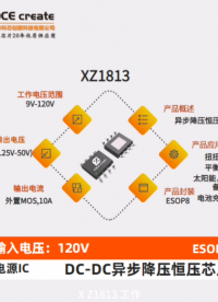 XZ1813 外置MOS,工作电压范围：9V-120V,异步降压芯片
