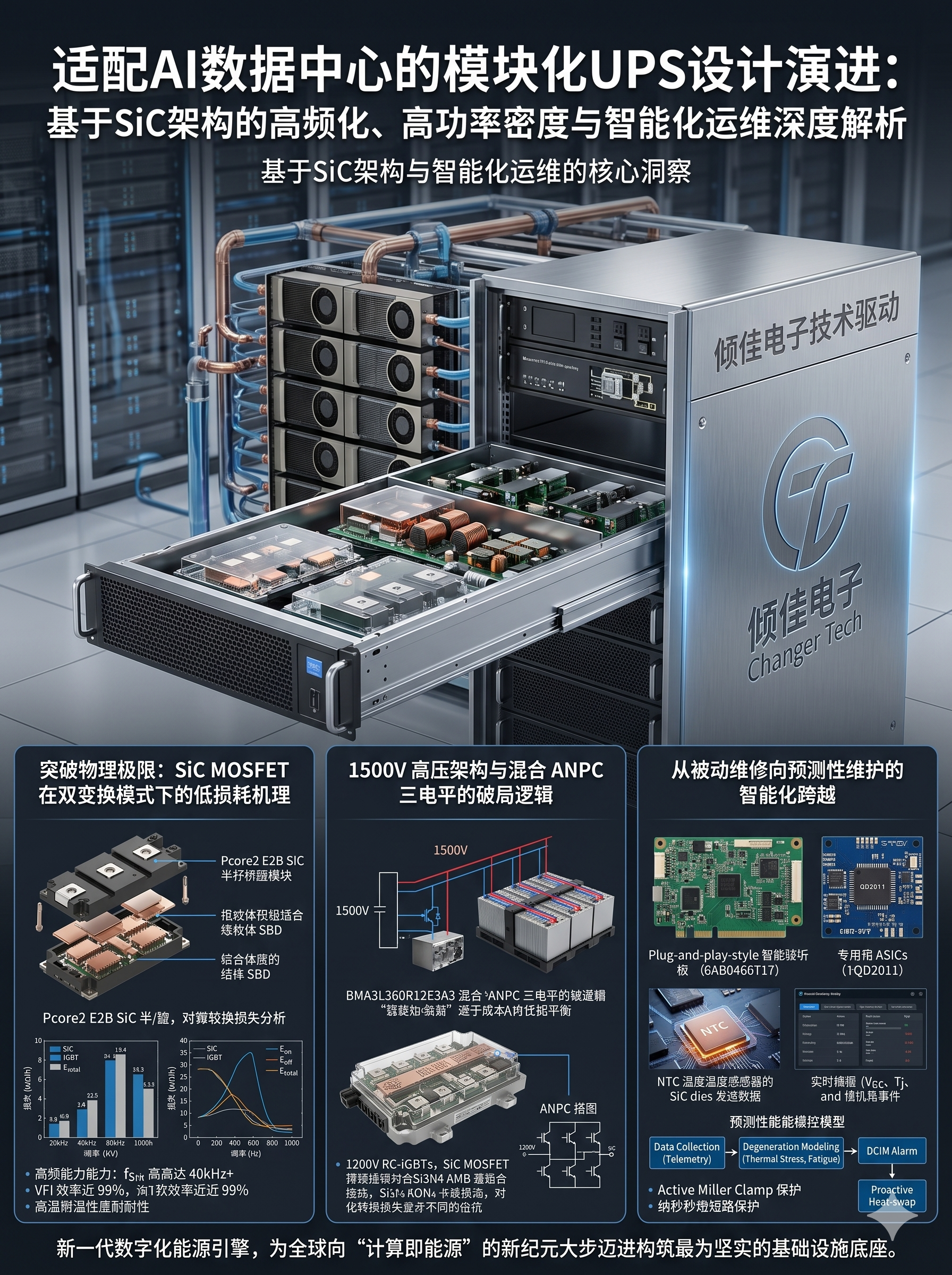 模块化UPS设计演进：基于SiC架构的高频化、高功率密度与智能化运维深度解析