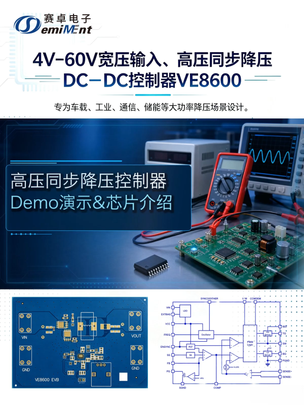 高压同步降压控制器 VE8600 性能实测与功能全解析 | 赛卓电子#电源管理 #控制器 #升降压控制器 