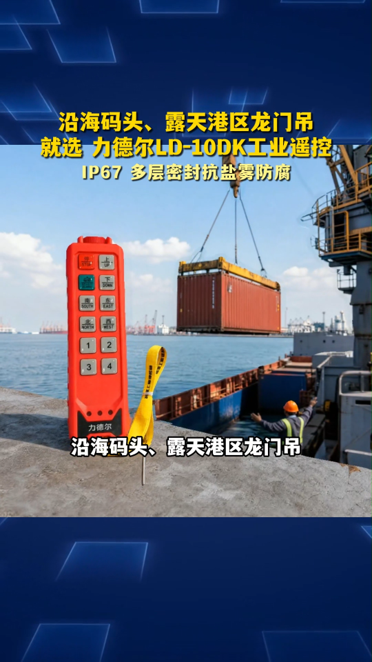 沿海码头、露天港区龙门吊，恶劣环境作业就选力德尔LD-10DK工业遥控#工业遥控器 
