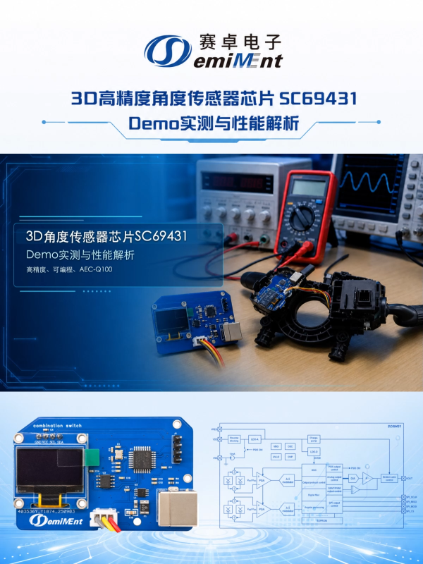 汽车组合开关角度检测方案！3D 角度传感器芯片SC69431的Demo演示
#位置检测 #角度传感器 #汽车 