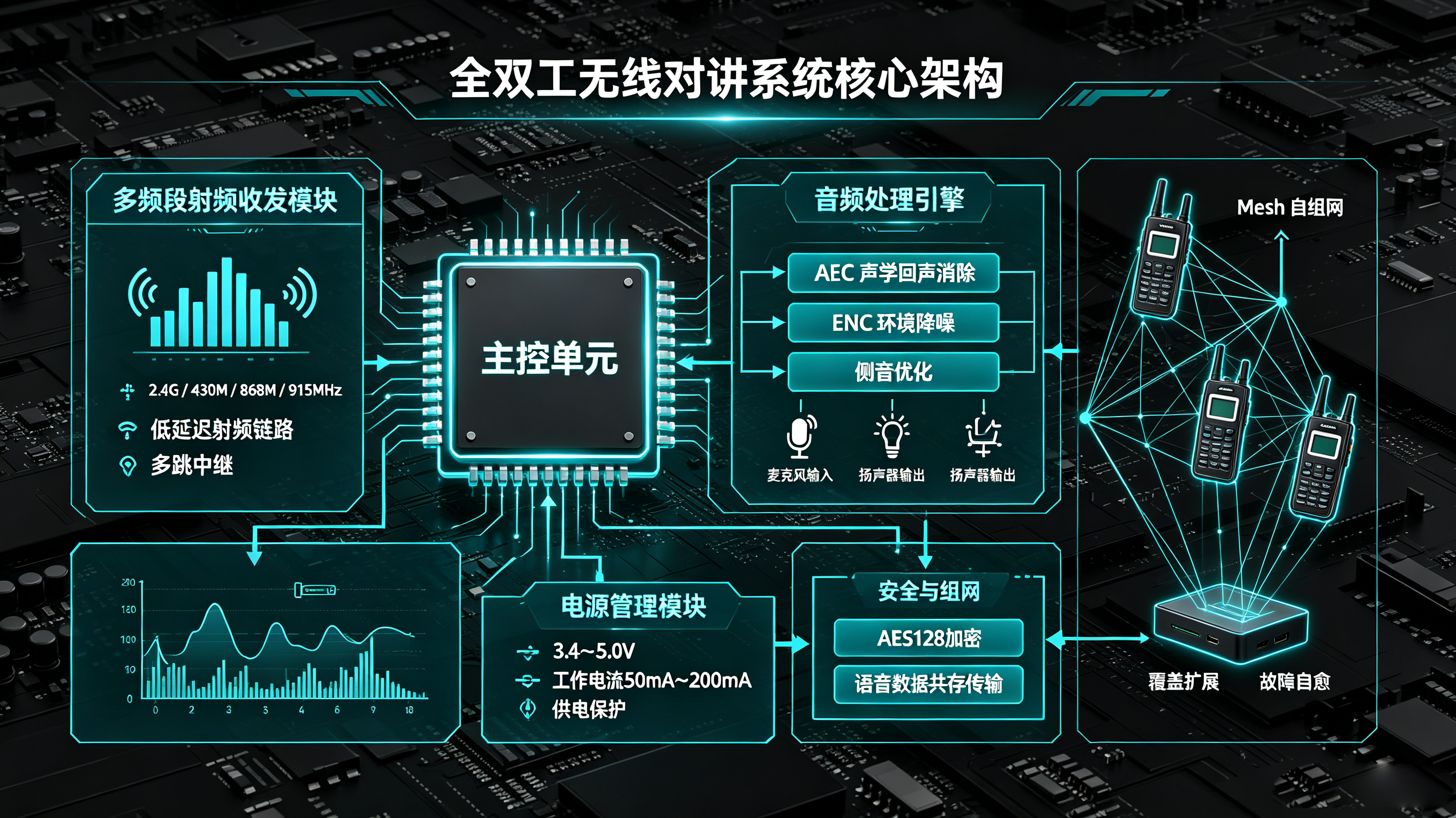全双工无线多方对讲系统技术：音频处理、射频架构与 Mesh 组网核心要点分析