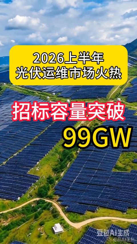 2026上半年光伏运维市场火热！招标容量突破99GW，近93GW完成中标公示，规模同比大涨13%！#光伏运维 