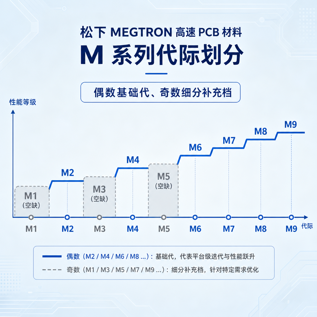 高速PCB<b class='flag-5'>材料</b>“<b class='flag-5'>M</b>系列”：从<b class='flag-5'>M2</b>到<b class='flag-5'>M</b>9，代号背后的代际逻辑