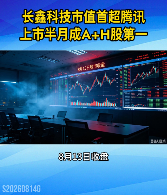 长鑫科技收盘市值反超腾讯，上市半月登顶AH股市值榜首#长鑫科技超越腾讯#半导体自主化

 