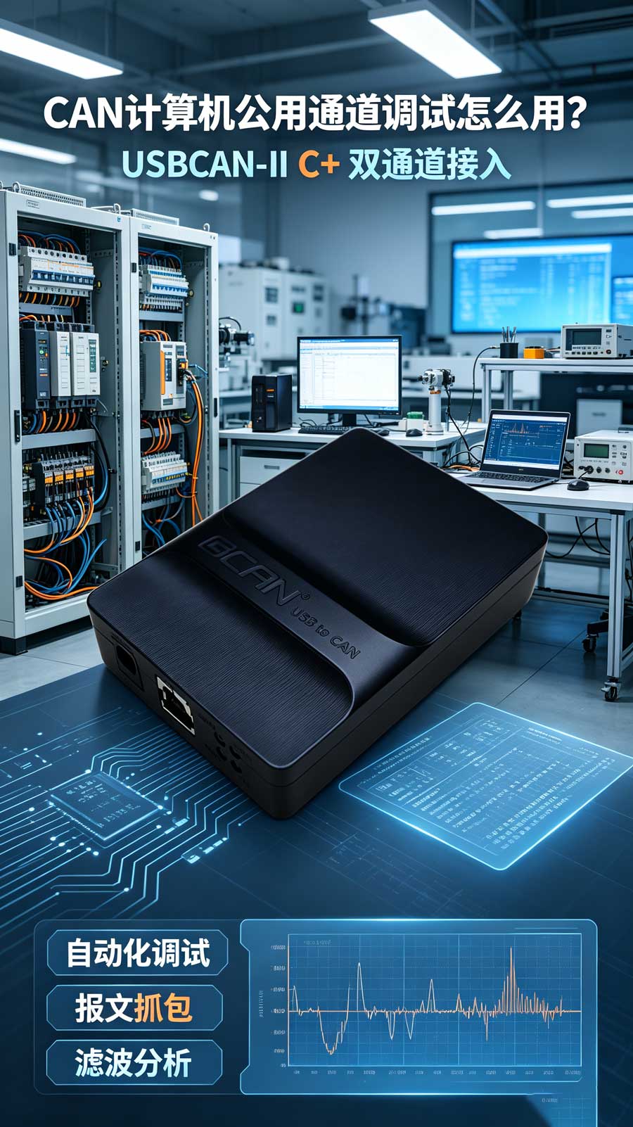 USBCAN‑II C+双通道工业级USBCAN转换器