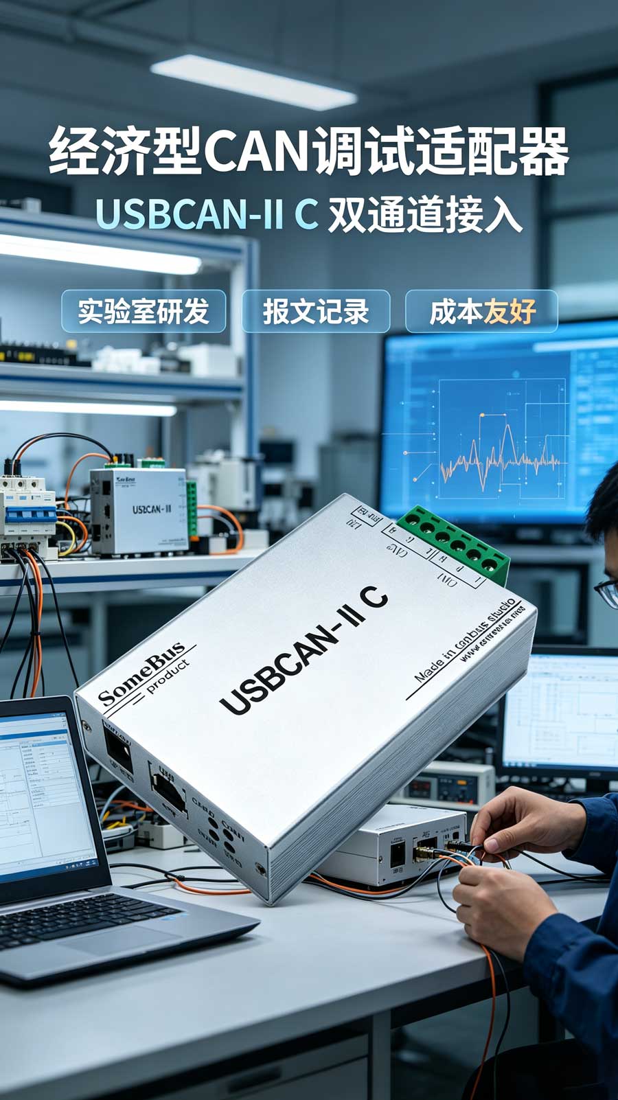 实验室CAN模拟测试选广成科技USBCAN‑II C