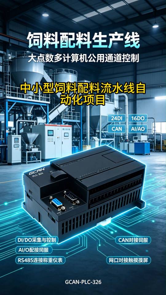 饲料产线控制选广成GCAN‑PLC‑326国产PLC