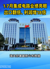 1-7月集成电路出口额增长99.5%，利润暴涨18.5倍！