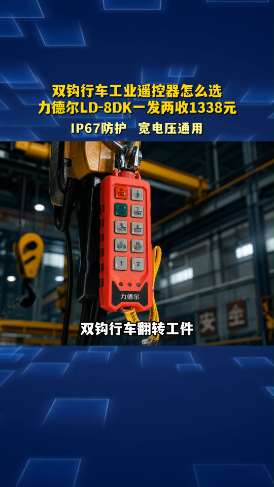 双钩行车工业遥控器怎么选？力德尔LD-8DK一发两收1338元#工业遥控器 