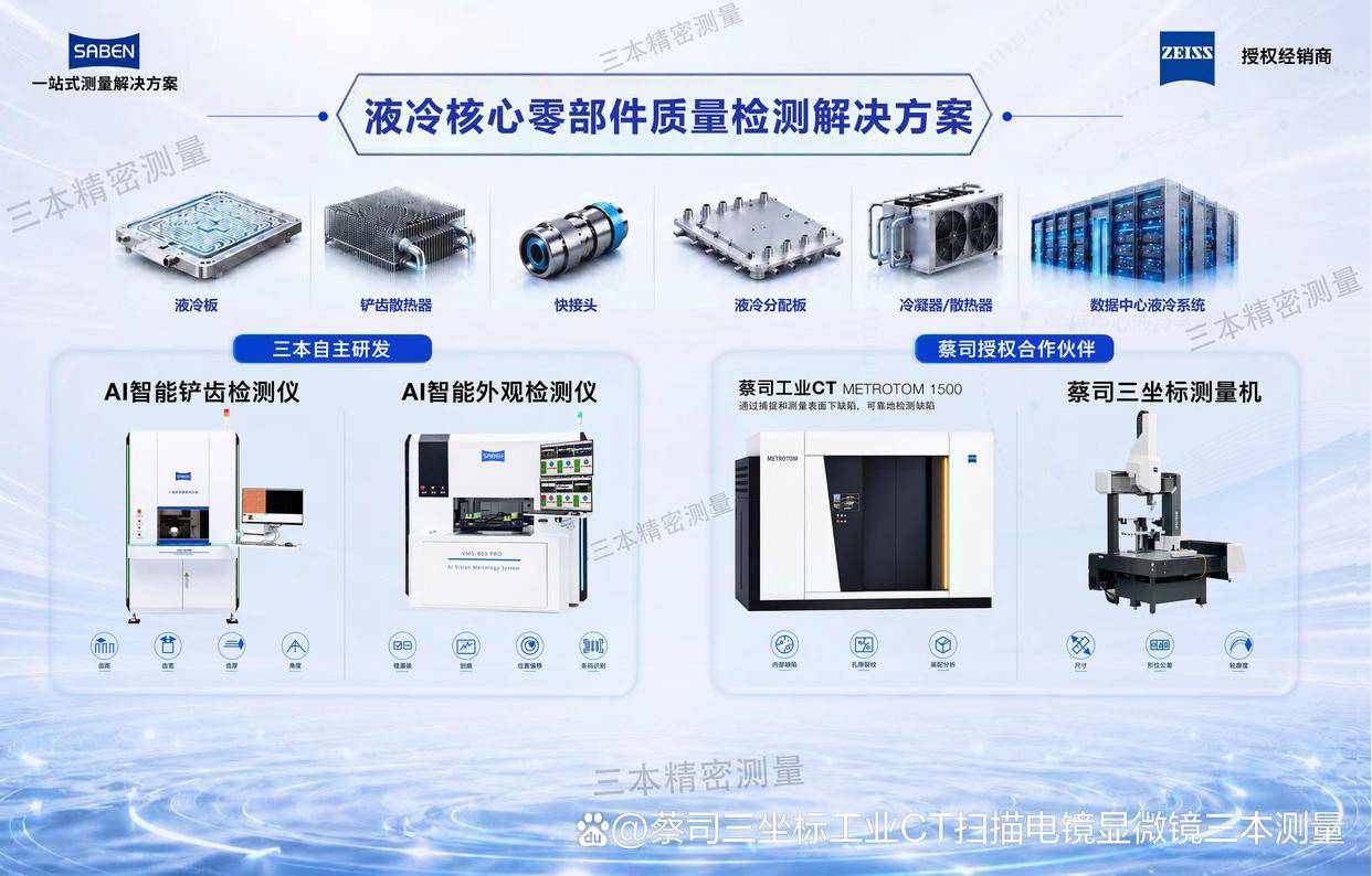 广东三本精密测量设备赋能液冷快接头分配板铲齿散热器冷疑器质量全检