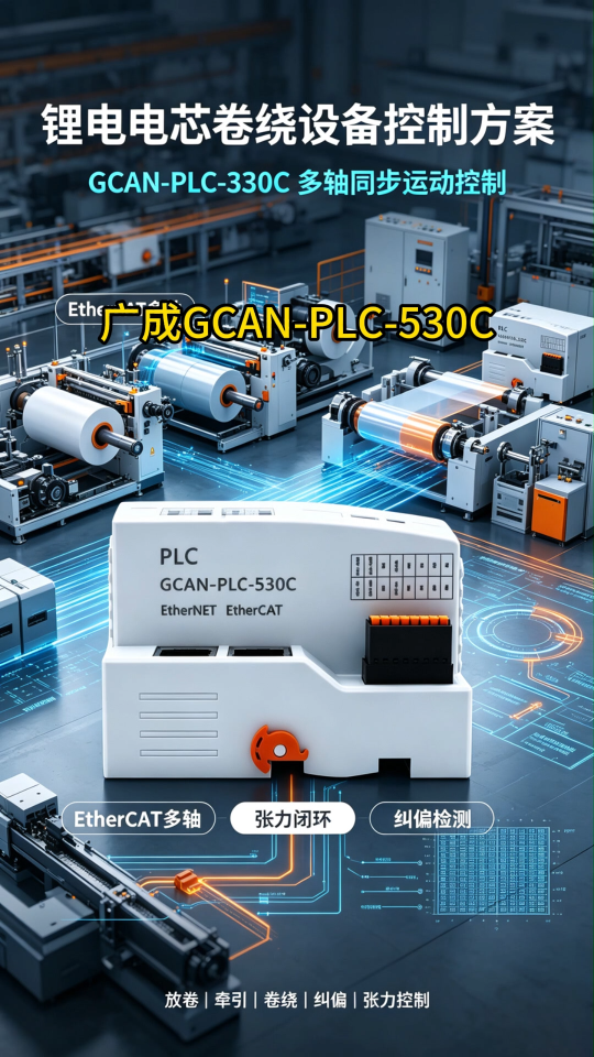 GCAN‑PLC‑530C实战，锂电电芯卷绕设备控制方案