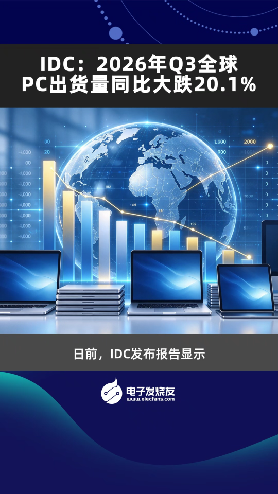 IDC：2026年Q3全球PC出货量同比大跌20.1%