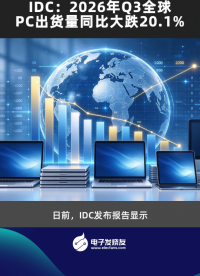 IDC：2026年Q3全球PC出货量同比大跌20.1%